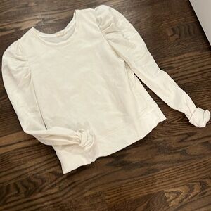 White puffed shoulder sweatshirt